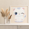 3 Подмигивающий белый котенок Коллекция Сute kitten Кот Кошка Животные Для детей Детские Для девочек Раскраска картина по номера