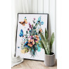 2 Букет цветов и бабочка Природа Лето Яркая Интерьерная 100х125 Раскраска картина по номерам на холсте