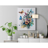 4 Букет цветов и бабочка Природа Лето Яркая Интерьерная 100х125 Раскраска картина по номерам на холсте
