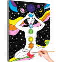 Девушка в космосе Люди Женщина Йога Эзотерика Звездная ночь Яркая Раскраска картина по номерам на холсте
