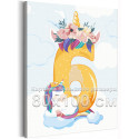 Радужный единорог с цифрой шесть Коллекция Сute unicorn Праздник Для девочек Детские Для детей Небо Цветы 80х100 Раскраска карти