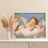  Ангел с золотыми крыльями на облаках Люди Дети Ребенок Маленький мальчик Небо Раскраска картина по номерам на холсте с металлич