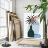 3 Натюрморт с синими листьями и вазами 7 Для триптиха Минимализм Абстракция Легкая Интерьерная Стильная 60х80 Раскраска картина 