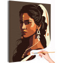 Портрет индийской женщины Девушка Лицо Арт Люди Раскраска картина по номерам на холсте