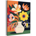 Букет в вазе минимализм Цветы Растения Интерьерная Легкая 75х100 Раскраска картина по номерам на холсте