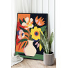 2 Букет в вазе минимализм Цветы Растения Интерьерная Легкая 75х100 Раскраска картина по номерам на холсте