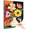 1 Букет в вазе минимализм Цветы Растения Интерьерная Легкая Раскраска картина по номерам на холсте