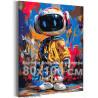 Робот на фоне граффити Арт Город Для мальчиков Для подростков Для детей Яркая Стильная 80х100 Раскраска картина по номерам на хо