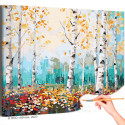 Пейзаж с березами Природа Лес Осень Весна Деревья Раскраска картина по номерам на холсте