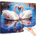 Лебеди и цветы на воде Птицы Природа Пейзаж Весна Любовь Романтика Пара Раскраска картина по номерам на холсте