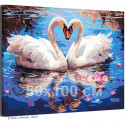 Лебеди и цветы на воде Птицы Природа Пейзаж Весна Любовь Романтика Пара 80х100 Раскраска картина по номерам на холсте