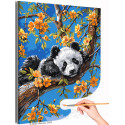 Панда на цветущем дереве Животные Весна Природа Цветы Раскраска картина по номерам на холсте