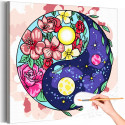 Планета Инь и Ян Природа Космос Эзотерика Цветы Яркая Раскраска картина по номерам на холсте