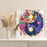 3 Планета Инь и Ян Природа Космос Эзотерика Цветы Яркая Раскраска картина по номерам на холсте