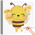 Влюбленная пчела с цветами Коллекция Cute animals Животные Для детей Детские Для девочек Для мальчиков Раскраска картина по номерам на холсте
