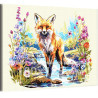Лиса на поляне с цветами Животные Природа Лето Яркая Река 100х125 Раскраска картина по номерам на холсте