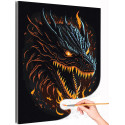 1 Голова дракона в огне Фэнтези Символ года Новый год Магия Раскраска картина по номерам на холсте