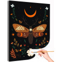 1 Мотылек с цветами Звездная ночь Бабочка Для триптиха Луна Ботаника Интерьерная Раскраска картина по номерам на холсте
