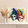 4 Яркие венецианские маски с перьями Карнавал Италия Для девушек Интерьерная 80х100 Раскраска картина по номерам на холсте