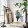 3 Натюрморт с синими листьями и вазами 1 Для триптиха Минимализм Абстракция Легкая Интерьерная Стильная 60х80 Раскраска картина 
