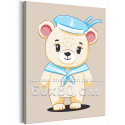 Медвежонок моряк Животные Медведь Мишка Для детей Детская Для девочек Для мальчика Простая 60х80 Раскраска картина по номерам на