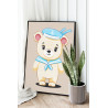 2 Медвежонок моряк Животные Медведь Мишка Для детей Детская Для девочек Для мальчика Простая 60х80 Раскраска картина по номерам 