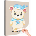 Медвежонок моряк Животные Медведь Мишка Для детей Детская Для девочек Для мальчика Простая Раскраска картина по номерам на холсте