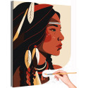 Портрет молодого индейца Лицо Люди Арт Раскраска картина по номерам на холсте