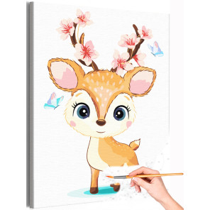 1 Олень с цветочными рогами Коллекция Cute animals Животные Олененок Для детей Детские Для малышей Для девочек Раскраска картина