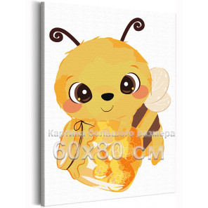 Влюбленная пчела с сердечками Коллекция Cute animals Любовь Романтика Животные Для детей Детские Для девочек Для мальчиков 60х80