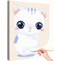 Милый белый котенок Коллекция Сute kitten Кот Кошка Животные Для детей Детские Для девочек Раскраска картина по номерам на холсте