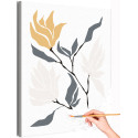 1 Ветвь с листьями и цветами Минимализм Интерьерная Легкая Япония Небольшая Раскраска картина по номерам на холсте