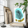 3 Пальмовый лист на зеленом Коллекция Line Абстракция Минимализм Растения Цветы Для триптиха Стильная 60х80 Раскраска картина по