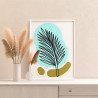 3 Пальмовый лист на зеленом Коллекция Line Абстракция Минимализм Растения Цветы Для триптиха Стильная Раскраска картина по номер