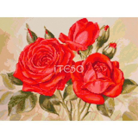 Алые розы Алмазная мозаика на твердой основе Iteso