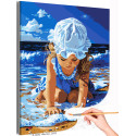 Девочка с ракушками на берегу моря Дети Ребенок Малыш Океан Морской пейзаж Пляж Лето Раскраска картина по номерам на холсте