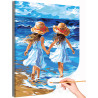  Девочки на берегу моря Дети Ребенок Сестры Океан Морской пейзаж Пляж Лето Раскраска картина по номерам на холсте AAAA-NK698