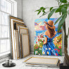  Девушка с цветами на берегу моря Люди Женщина Ромашки Лето Романтика Яркая 80х100 Раскраска картина по номерам на холсте с неон