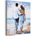 Влюбленная пара на пляже Люди Любовь Романтика Мужчина и женщина Девушка Семья Море 100х125 Раскраска картина по номерам на холсте