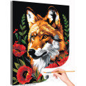 Портрет волка с маками Животные Хищник Тотем Цветы Раскраска картина по номерам на холсте