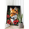  Портрет волка с маками Животные Хищник Тотем Цветы 80х100 Раскраска картина по номерам на холсте AAAA-NK717-80x100