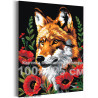 Портрет волка с маками Животные Хищник Тотем Цветы 100х125 Раскраска картина по номерам на холсте