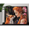  Портрет девушки с розами и лисой Люди Тотем Животные Лисичка Рыжая Женщина 100х125 Раскраска картина по номерам на холсте AAAA-