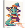  Маленький дракон волшебник с книгами Фэнтези Мультики Для детей Детская Для мальчиков Для девочек Яркая Раскраска картина по но