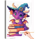 Дракон волшебник с книгами Фэнтези Мультики Для детей Детская Для мальчиков Для девочек Яркая Раскраска картина по номерам на холсте