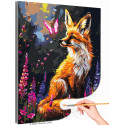 1 Яркая лиса с цветами и бабочкой Животные Лисичка Рыжая Природа Лето Раскраска картина по номерам на холсте