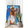 Девушка в шляпе у моря Люди Женщина Пляж Океан Лето Романтика Италия 80х100 Раскраска картина по номерам на холсте AAAA-NK727-8