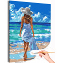 Романтичная девушка на море Люди Женщина Пляж Океан Лето Невеста Раскраска картина по номерам на холсте
