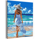 Романтичная девушка на море Люди Женщина Пляж Океан Лето Невеста 80х100 Раскраска картина по номерам на холсте