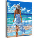 Романтичная девушка на море Люди Женщина Пляж Океан Лето Невеста 100х125 Раскраска картина по номерам на холсте